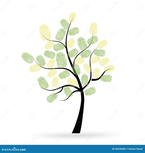 Arbre Avec Le Vecteur Vert D Empreintes Digitales Illustration De