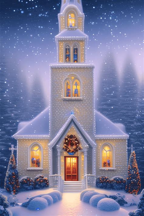 Stunning NIGHT Magical Full Face Beautiful White Church Christmas ...