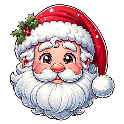 Vintage Santa Claus Head Clipart Retro Christmas Hat PNG T Shirt Mug