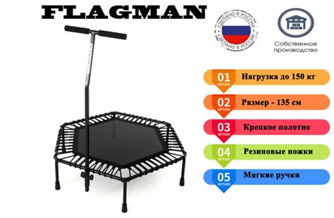 Батут каркасный FLAGMAN Усиленный фитнес-батут для джампинга с ручкой ...