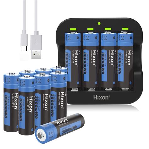 Hixon Lithium Rechargeable AA batteries 12-Pack 1.5v Constand 3500mWh ...