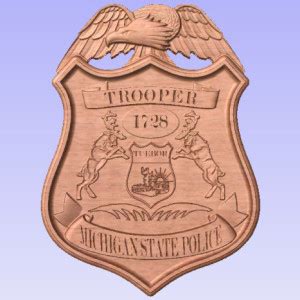 3D V CARVED - Personalized Michigan State Trooper Police Badge V | aftcra