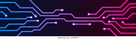 Glowing Blue Purple Neon Circuit Board Stock Vector Royalty Free