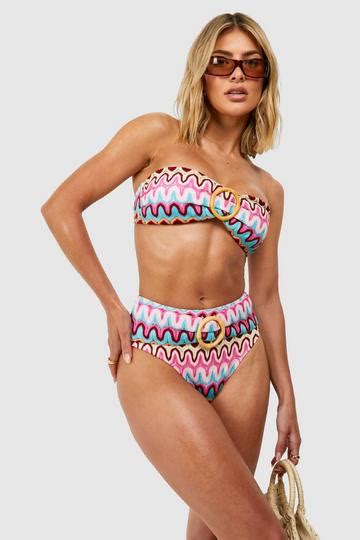 Black Gold Ring Bikinis Boohoo Uk