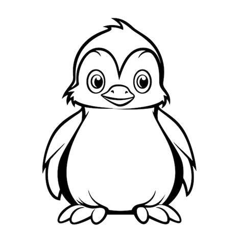 Pinguinos dibujos animados para colorear Página gráfica vectorial