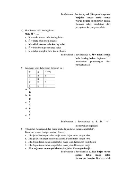 Contoh Soal Dan Pembahasan Logika Matematika