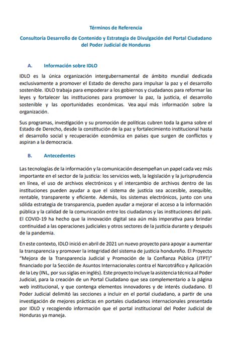 Poder Judicial Hn On Twitter Términos De Referencia Para La Consultoría Desarrollo De