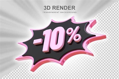 Premium PSD | 10 percent sticker discount 3d