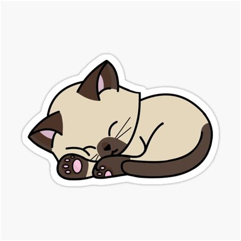 Siamese Cat Sleeping Sticker For Sale By Missnisa Redbubble