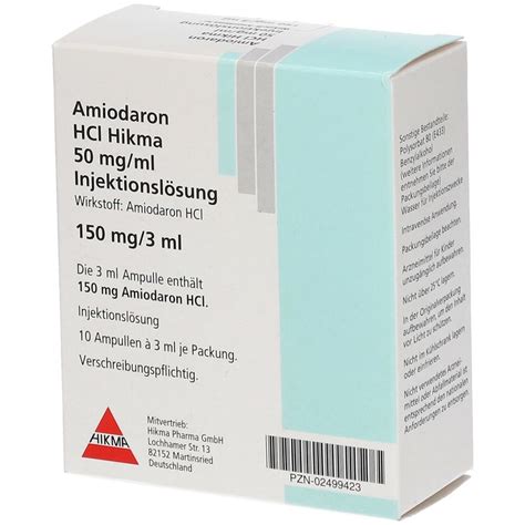 Amiodaron Hci Hikma 50 Mgml 10x3 Ml Shop