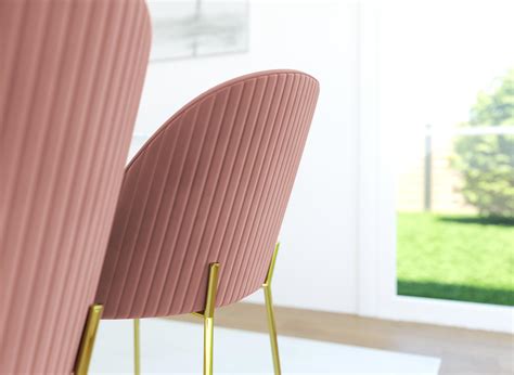 Lot De Chaises Design En Velours Rose Arabel Decoinparis