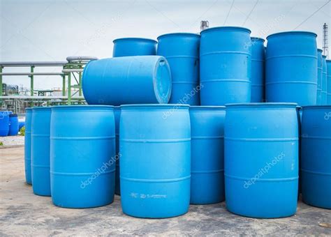 Plastic Storage Drums, Blue Barrels. Stock Photo by ©supakitmod 100151896