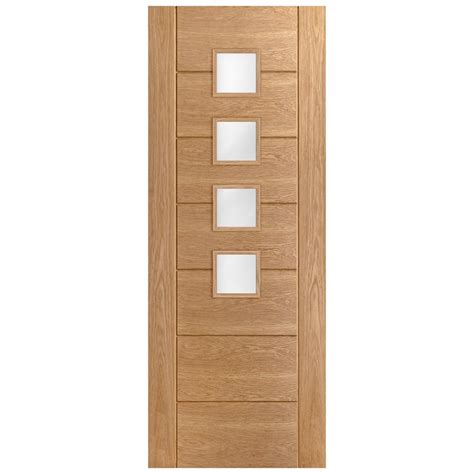 Liberty Doors Internal Oak Unfinished Pedrena 4L Obscure Glass Door At