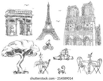 Paris Sketches Collection Stock Vector (Royalty Free) 212305252 ...