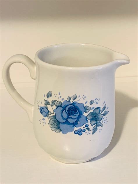 Vintage Corelle Stoneware Creamer Blue Velvet Blue Roses Blue Etsy Blue Velvet Blue Roses