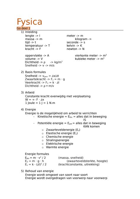 Fysica Hoofdstuk Over Ppt En Formules Fysica Go Deel Inleiding