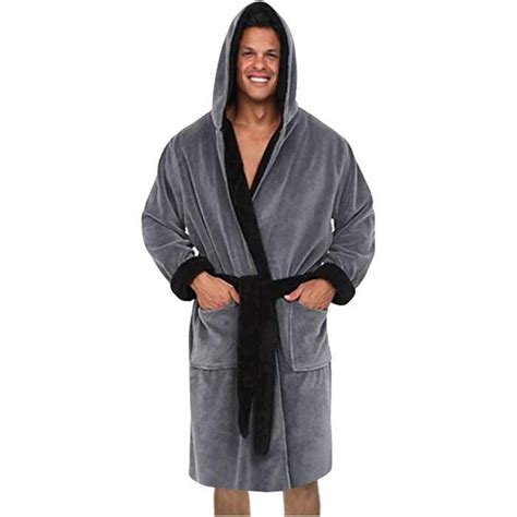 ROBE DE CHAMBRE Peignoir long à capuche pour homme En coton éponge