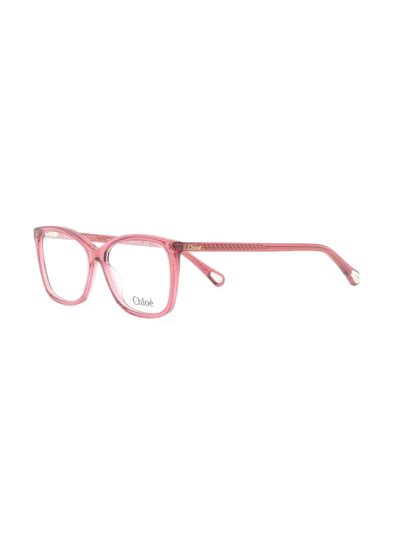 Chloé Square Frame Optical Glasses In Pink Modesens