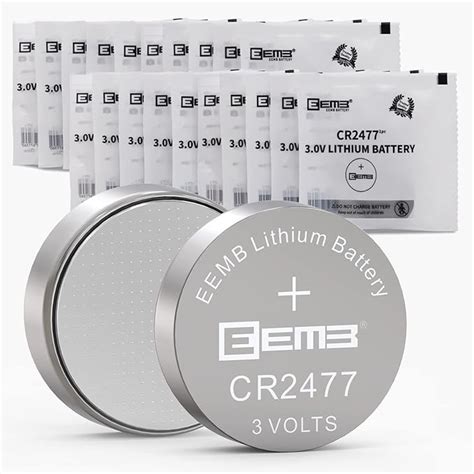 EEMB CR2477 Pile au Lithium 3 V Li MnO₂ Pile Bouton 2477 Pile DL2450