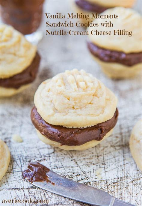 Vanilla Melting Moments Sandwich Cookies With Nutella Cream Cheese