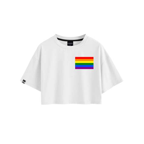 Blusa Básica Cropped Feminino Unissex Bandeira Orgulho Lgbtq Gay Arco Iris Blusinha Curta