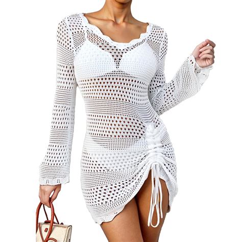 Summer New Beach Skirt Women S Solid Color Sexy Knitted Beach Bikini Swimsuit Smock Sun