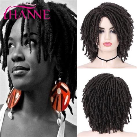 Hanne Short Dreadlock Wig Black Brown Red Synthetic Soft Faux Locs Wigs