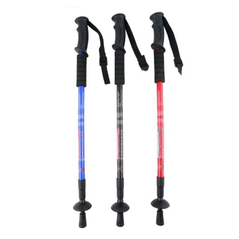 Outdoor Retractable Durable Alpenstock Trekking Walking Hiking Sticks Compass In Walking Sticks