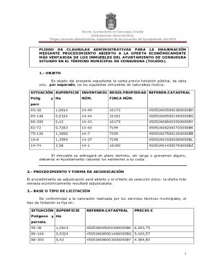 Completable En L Nea Pliego De Clausulas Administrativas Para La