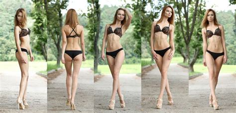 Sexy Frau Im Bikini Gehend Auf Den Sommerpark Stockfoto Bild Von Frau Aufwerfung 62313096