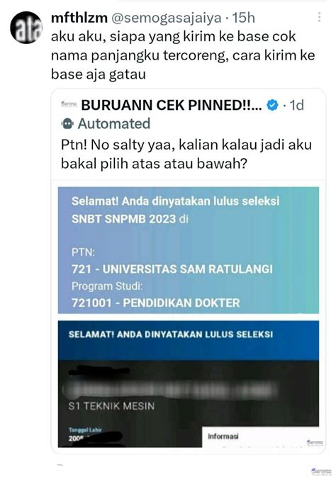 BURUANN CEK PINNED SBMPTNFESS On Twitter Hayolohh Ini Sendernya