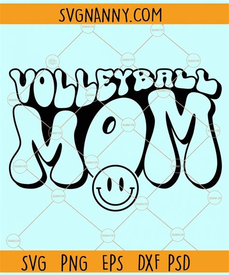 Volleyball Mom Wavy Letters Smiley Face Svg Volleyball Mom Svg Volleyball Png Funny