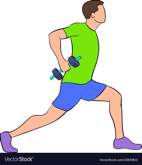 Man doing lunges with dumbbells icon cartoon Vector Image