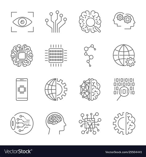 Artificial Intelligence Icon Set Royalty Free Vector Image