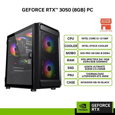 NVIDIA® Gaming PC ENTRY GeForce RTX™ 3050 (INTEL i3 & i5 12th & i5 13th ...