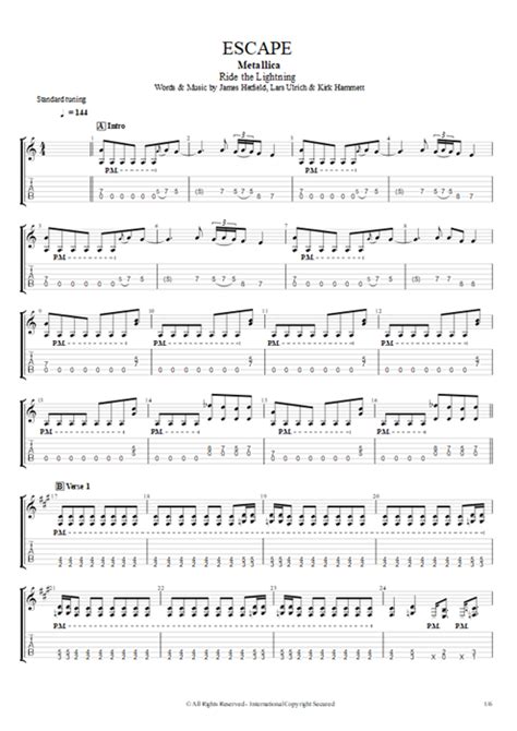 Escape Tab By Metallica Guitar Pro Full Score MySongBook