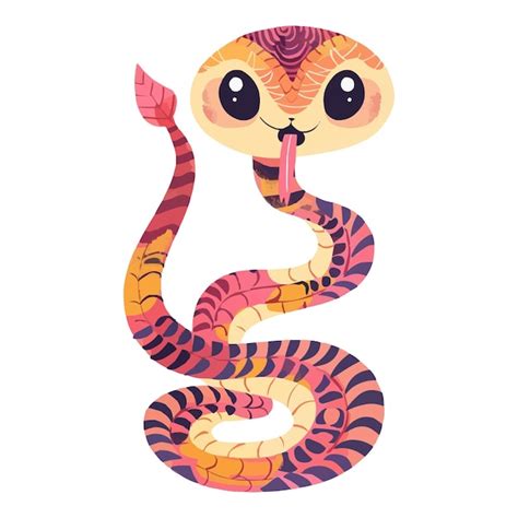 Cute Cartoon Snake Posing And Sticking Out Tongue Vector Premium Ai