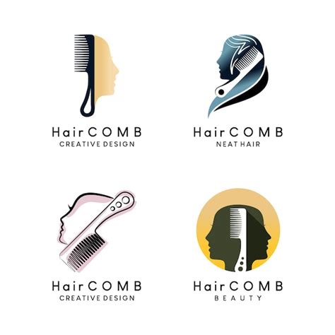 Premium Vector A Collection Of Beauty Hair Comb Icon Logo Designs