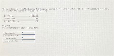 Solved The Current Asset Section Of The Excalibu Solutioninn