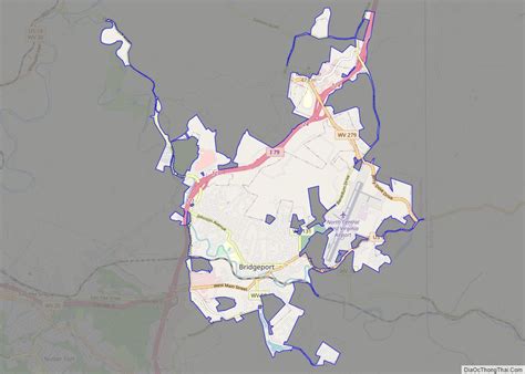 Map of Bridgeport city, West Virginia