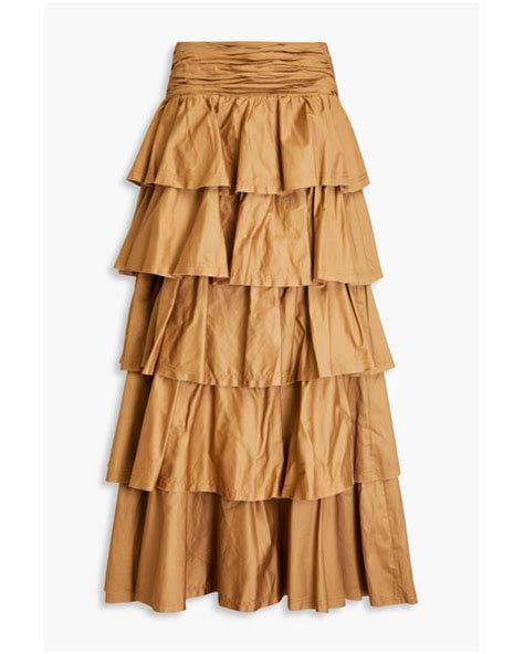 Aje Eleni Tiered Cotton Poplin Maxi Skirt In Natural Lyst