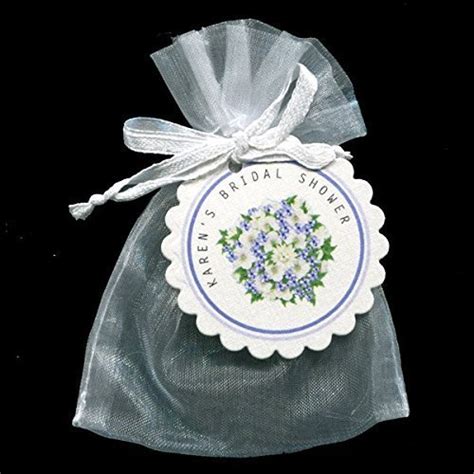 Bridal Shower Favor Bags With Tags Blue Bouquet