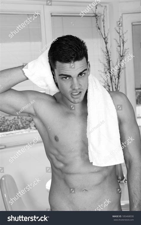 Sexy Man Naked Chest Drying Hair Stock Photo Edit Now