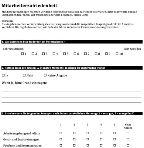 Fragebogen Vorlage Mitarbeiterzufriedenheit Messen