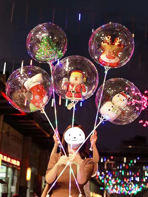 Christmas Clear Transparent Ballon Glowing In The Dark Globos Flashing