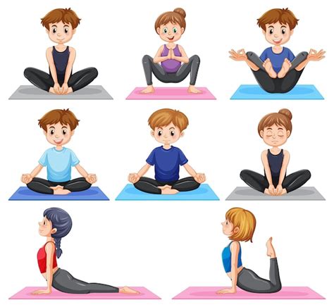 Free Vector Set Of Yoga Postures