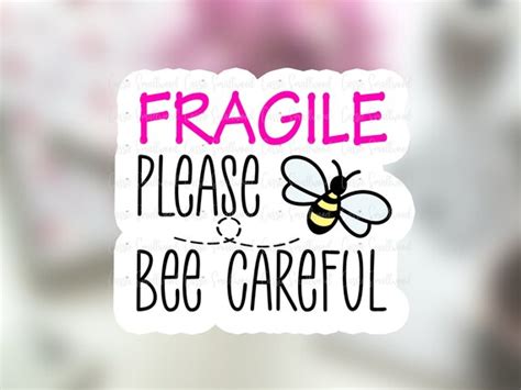 Pink Fragile Stickers For Shipping Png Printable Handle With Etsy