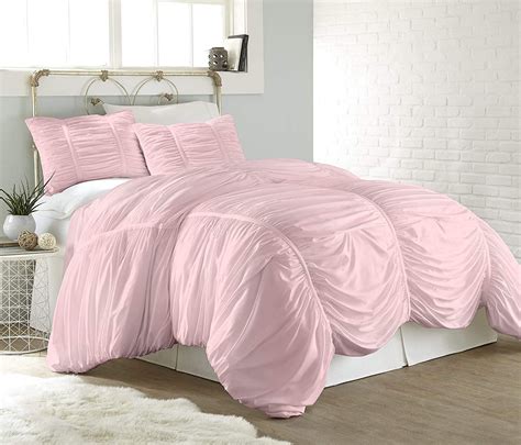 Chezmoi Collection Cassandra 2 Piece Chic Ruffled Duvet Cover Set Twin Pink