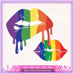 Biting Rainbow Dripping Lips Svg Kissing Mouth Svg Lips Svg Gay Pride