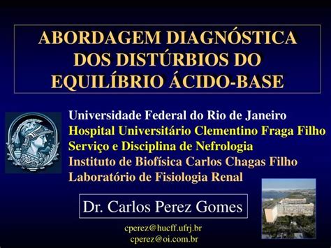 PPT ABORDAGEM DIAGNÓSTICA DOS DISTÚRBIOS DO EQUILÍBRIO ÁCIDO BASE